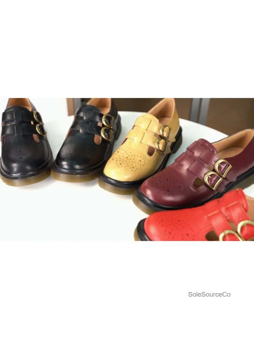 Chunky Mary Janes Women Double Buckle Strap Platform Shoes Faux Leather